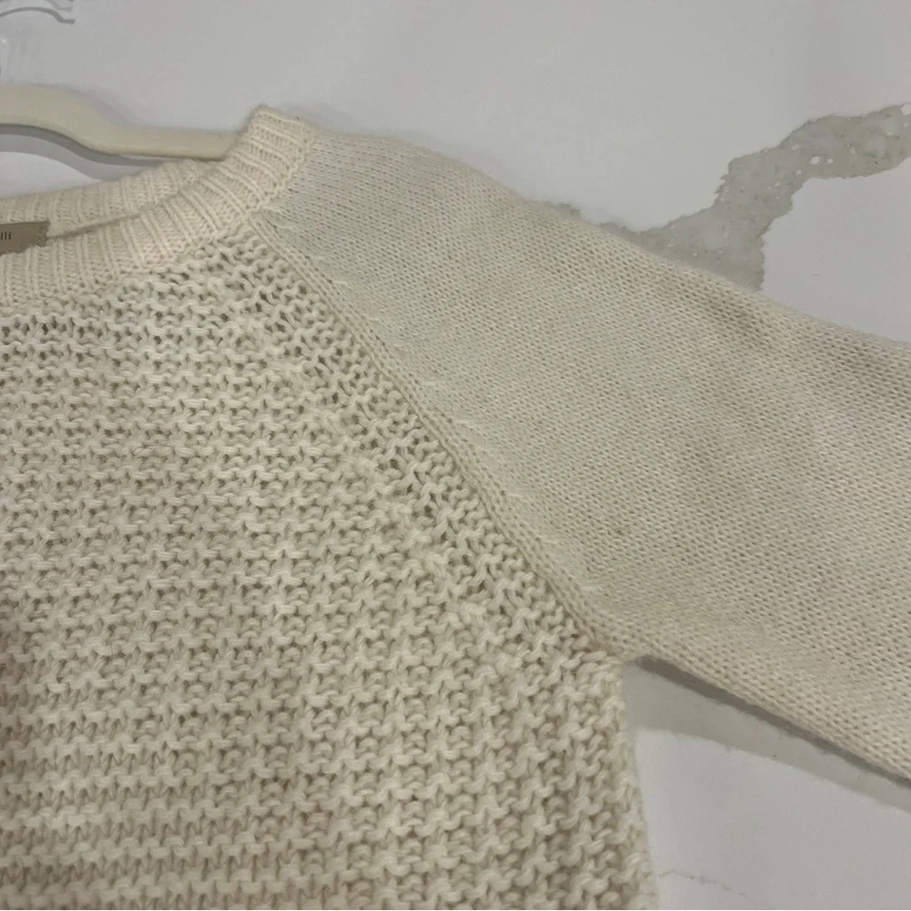 Silvia Novelli Alpaca Wool Blend Knit Sweater Ivory Large Italy Fisherman - Picture 6 of 11